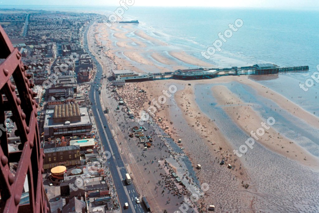 Blackpool Central And South Piers From Tower Topfoto