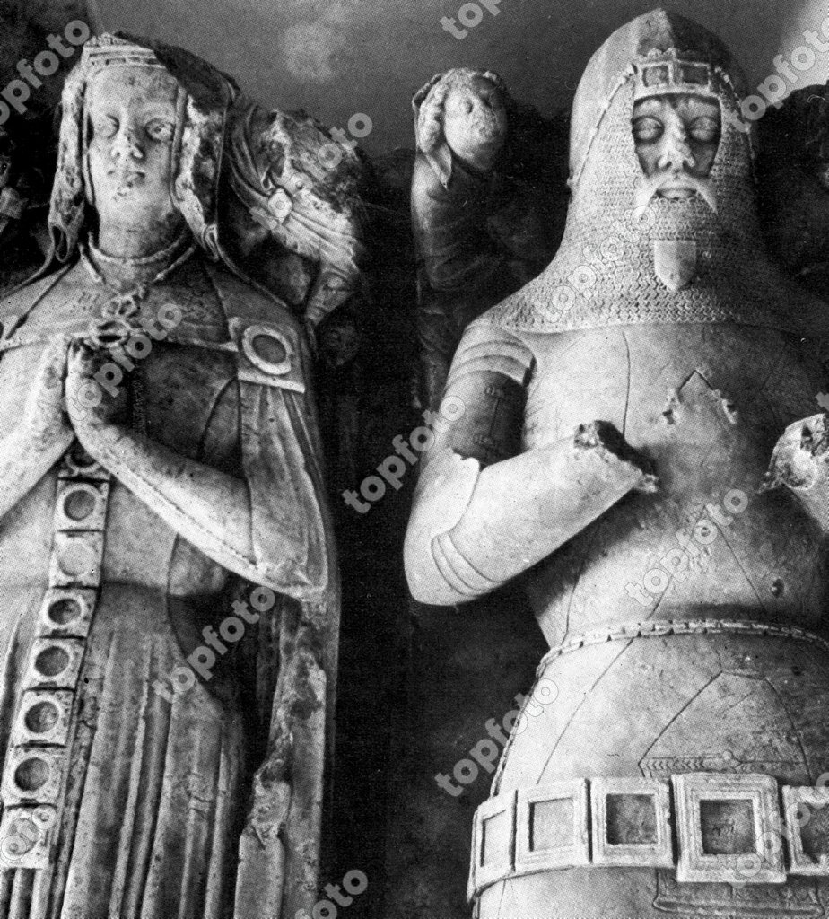 Owen Tudor and his wife 14th century effigies in Penmyndd Church