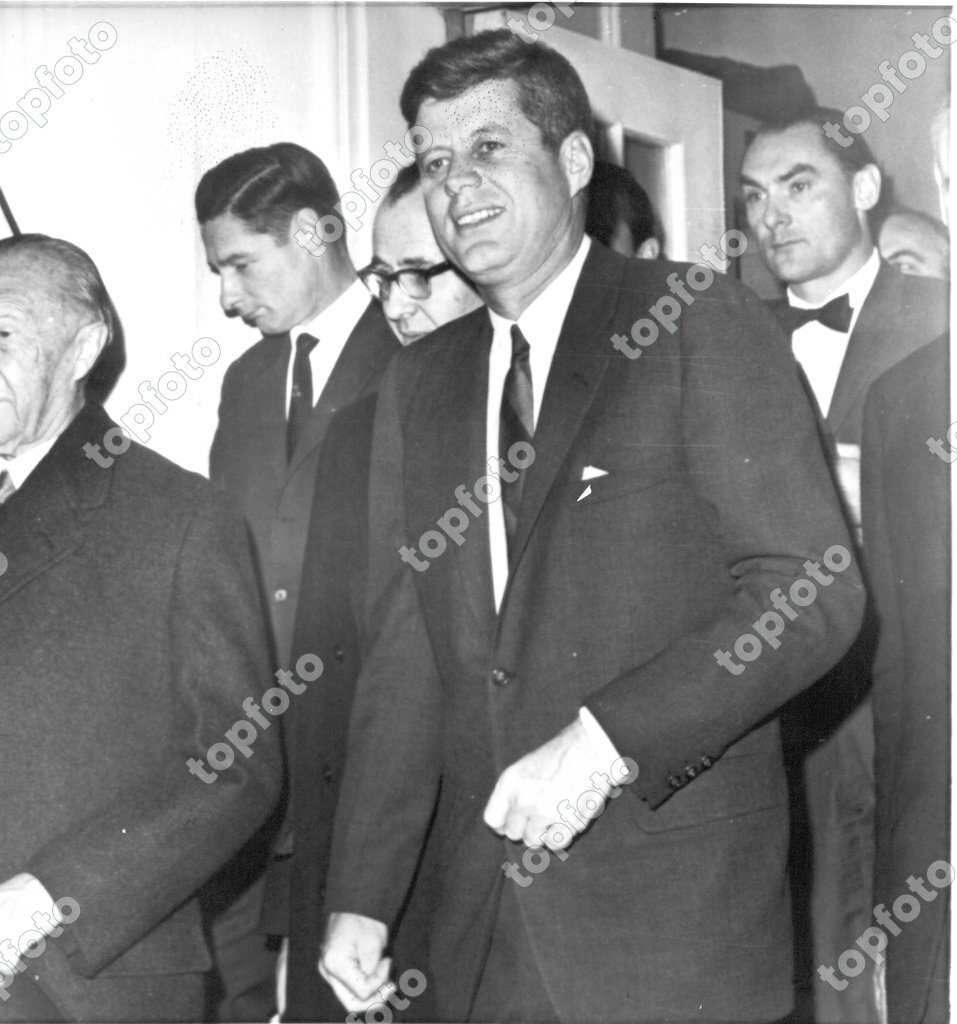 Chancellor Konrad Adenauer with President Kennedy leaving the White ...