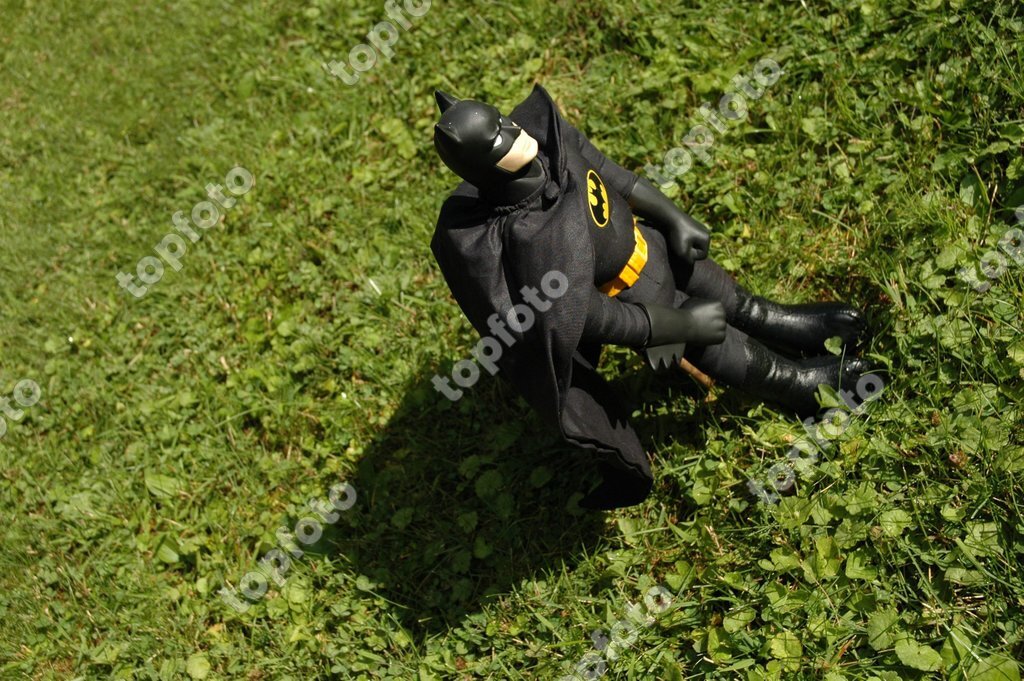 Batman toy in grass with shadow. ©Maya Barnes Johansen / TopFoto - TopFoto