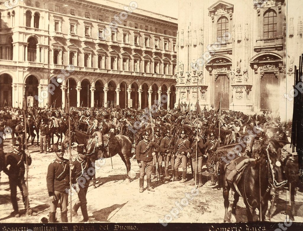 The Milan Riots of 6-9 May 1898: military of General Bava Beccaris' army, in front of the Duomo. - TopFoto