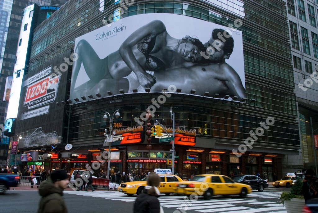 A Calvin Klein billboard in Times Sqaure New York on Saturday, December 19,  2009 features the