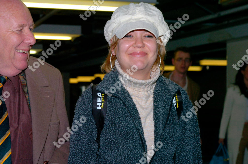 Samantha Marson, a student who jokingly claimed she was carrying a bomb in  her bag as she prepared to board a flight in the US, as she arrives back at  Heathrow Airport.