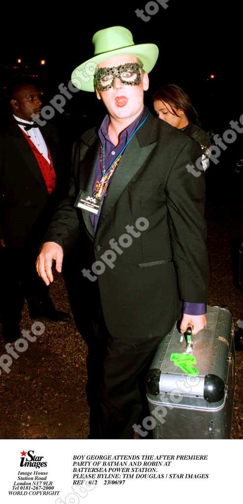 BOY GEORGE ATTENDS THE AFTER PREMIERE PARTY OF BATMAN AND ROBIN AT BATTERSEA  POWER STATION. PLEASE