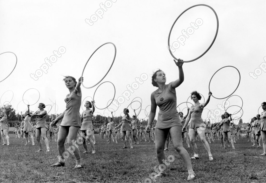 Germany Bavaria Free State Munich: - Women during Medau gymnastics with ...