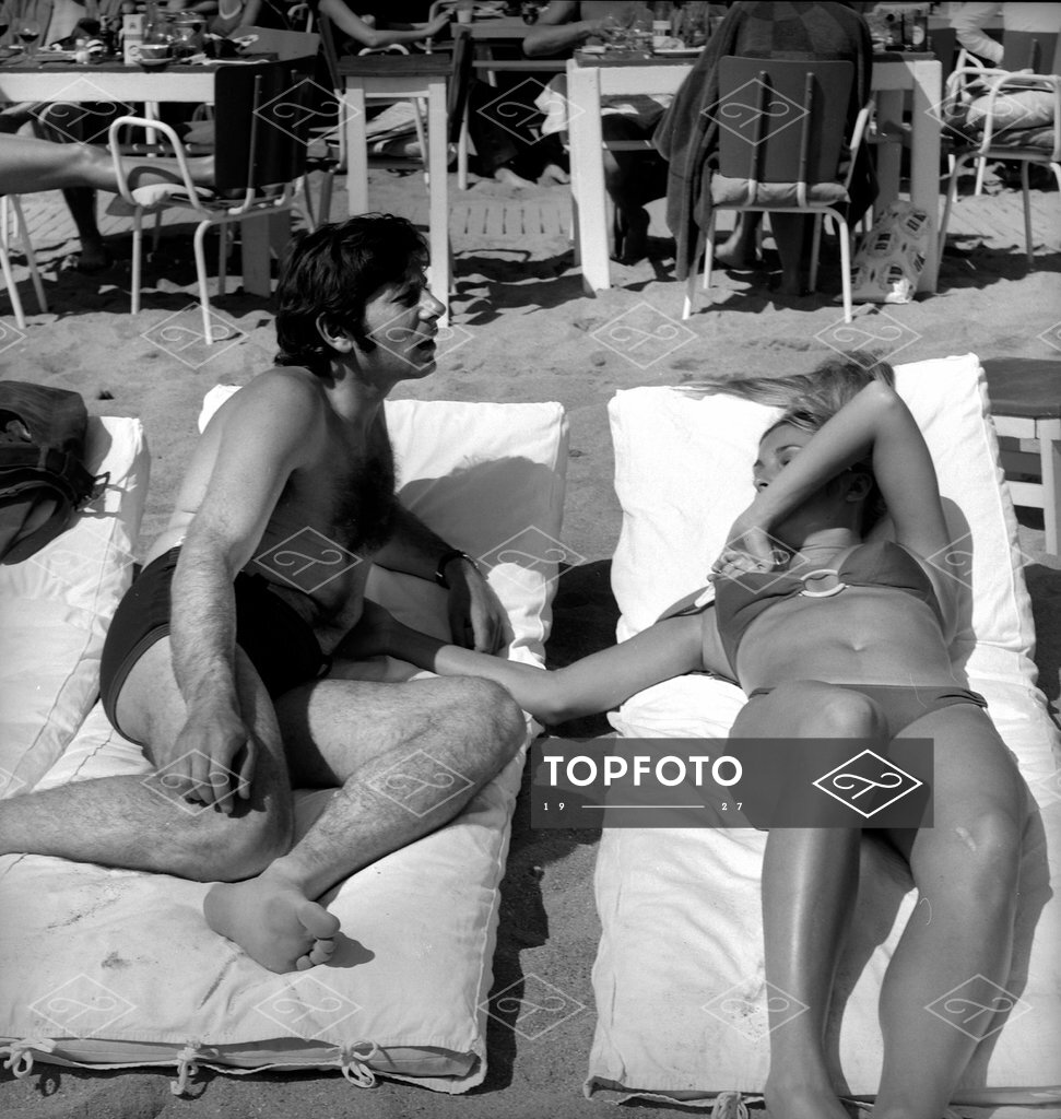 Roman Polanski and his wife Sharon Tate. Cannes Film Festival, 1968. -  Topfoto Image Archive