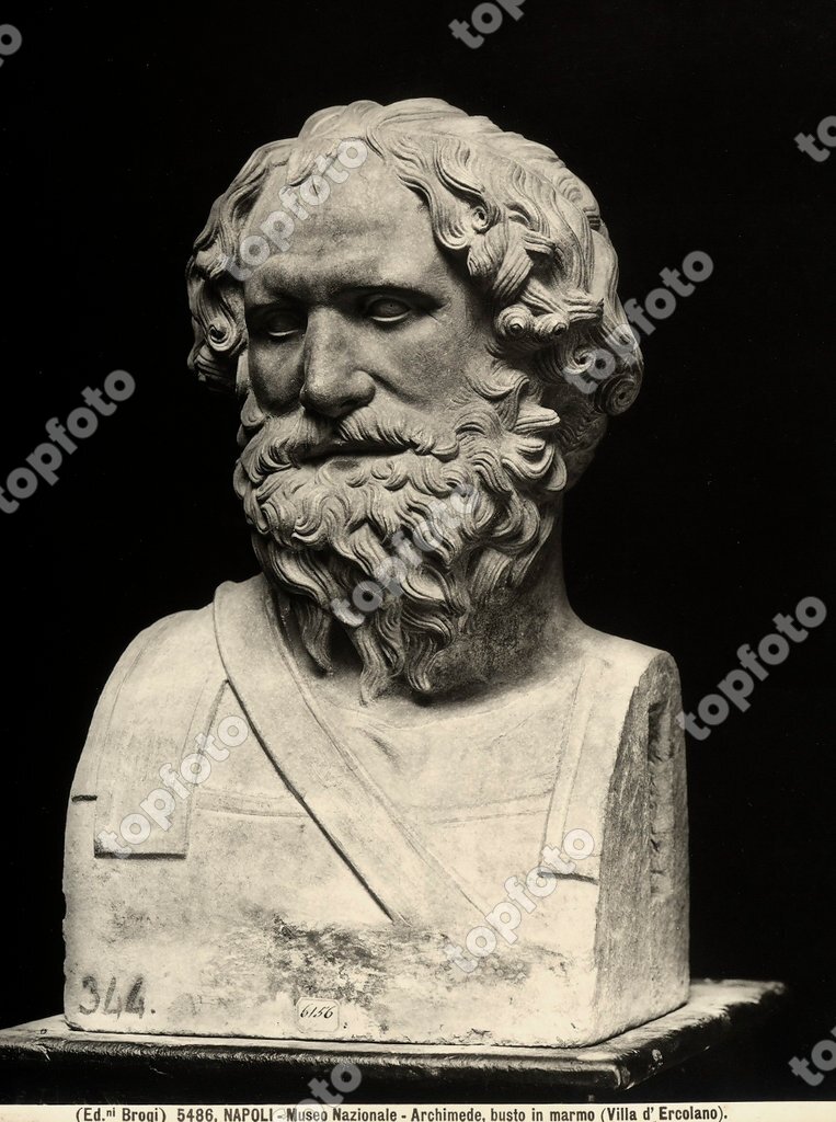 Marble bust-portrait of Archimedes, at the National Archaeological ...